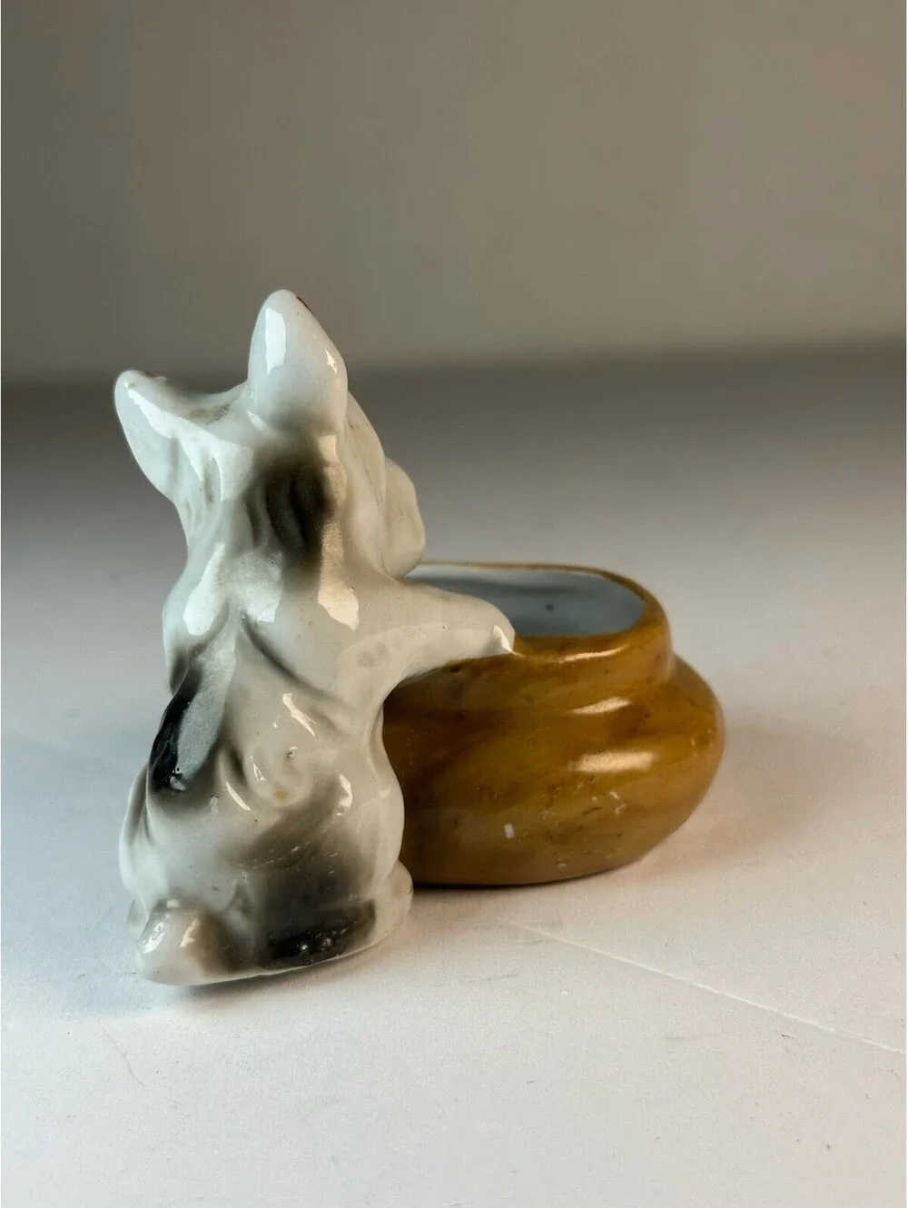 Vintage Occupied Japan Ceramic Dog Figurine Planter Trinket Dish D-3